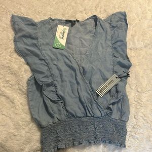 Haute monde mock denim top